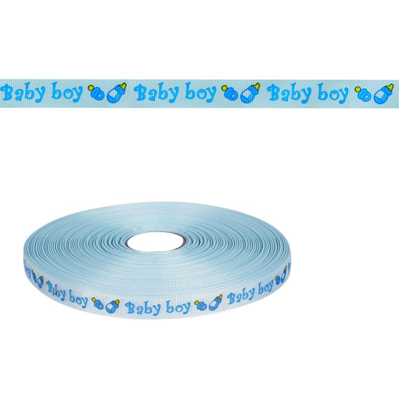 Лента "BABY BOY" сатинирано райе /91.44 метра/