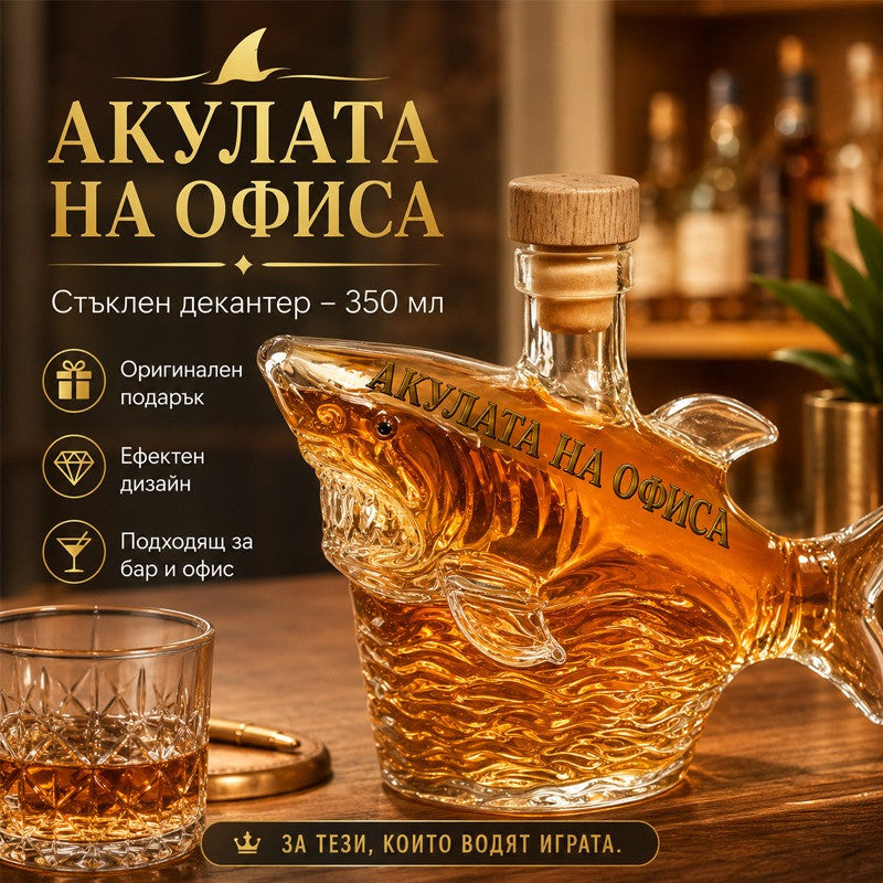 Декантер „Акулата на офиса“ от стъкло /350 мл./
