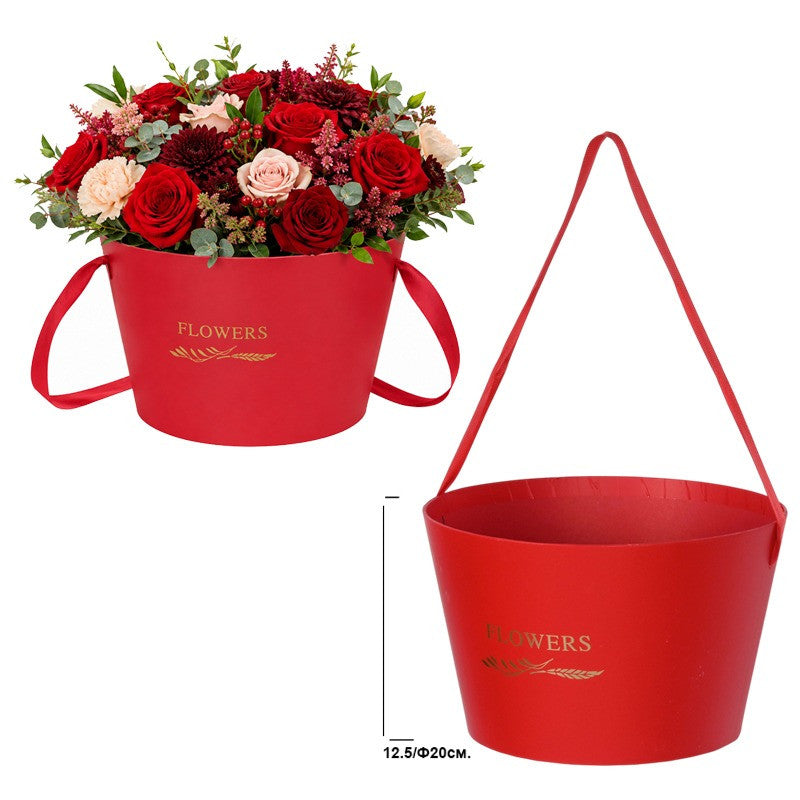 Подаръчна кутия кашпа „FLOWERS“ с дръжка