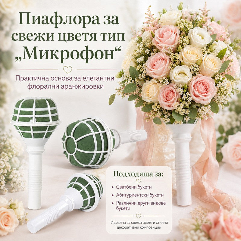 Пиафлора "Микрофон" за свежи цветя /6 броя в стек/